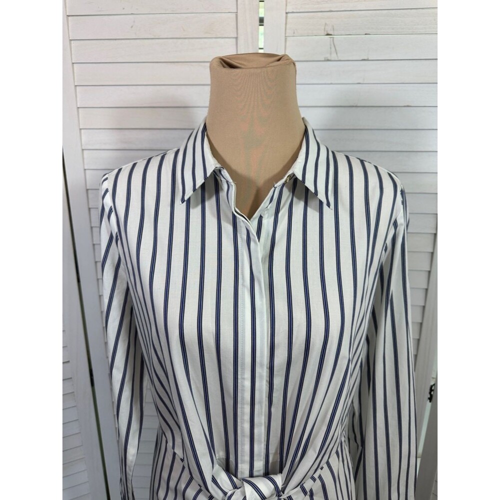 Calvin Kline Blue Stripe Cotton Shirt Dress Size 10 NWT - Picture 4 of 13